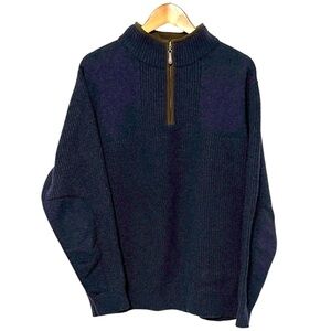 L. L. Bean Waterfowl 100% Merino Lamb’s Wool 1/4 Zip Sweater Navy Large Tall